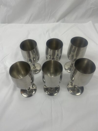 Set of 6 Stainless Steel Vintage Goblets