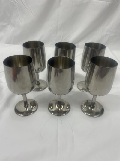 Set of 6 Stainless Steel Vintage Goblets