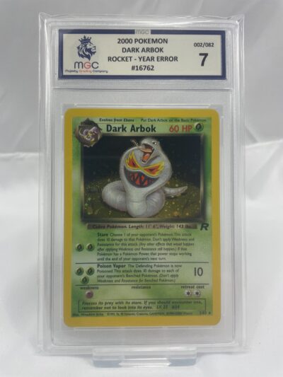 Dark Arbok Holo Year Error 002/082  – 2000 Team Rocket Set – Graded 7 by Majestic Grading Company